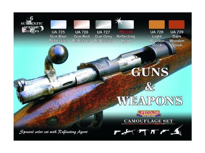 Set kamuflážnych farieb LifeColor CS26 GUNS & WEAPONS