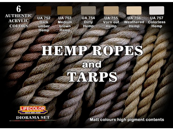 Set kamuflážnych farieb LifeColor CS28 HEMP ROPES and TARPS