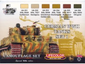 Set kamuflážnych farieb LifeColor CS01 GERMAN WWII TANKS SET1