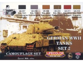 Set kamuflážnych farieb LifeColor CS03 GERMAN WWII TANKS SET2