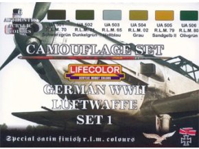 Set kamuflážnych farieb LifeColor CS06 GERMAN WWII LUFTWAFFE SET1