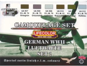 Set kamuflážnych farieb LifeColor CS07 GERMAN WWII LUFTWAFFE SET2