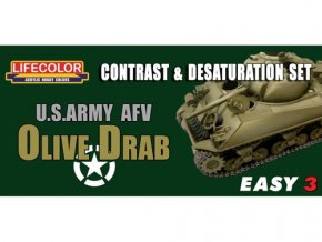 Set kamuflážnych farieb LifeColor MS03 U.S. ARMY AFV OLIVE DRAB