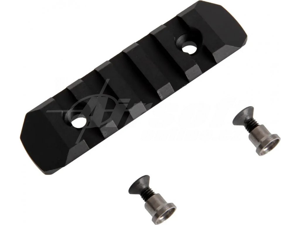 CNC kovová lišta na KeyMod 5 pozic - červená, 75mm, JJ Airsoft 01