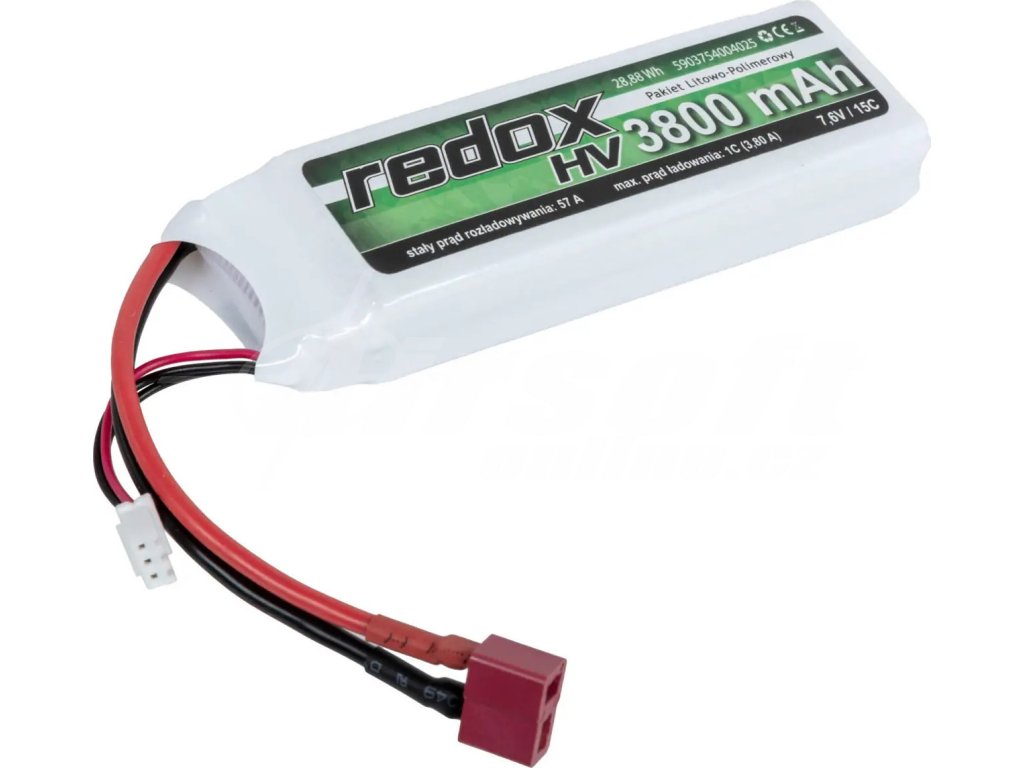 RDX Li-Pol akumulátor Redox High Voltage 7,6V 3800mAh 15C - Dean-T 01
