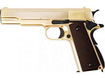 Airsoftová pistole M1911 A1 - zlatý, celokov, GBB, WE