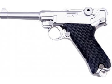 Airsoftová pistole Luger P08 4 Inch - stříbrný, celokov, GBB, WE