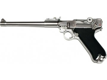Airsoftová pistole Luger P08 8 Inch - stříbrný, celokov, GBB, WE