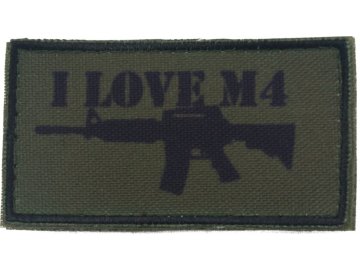 Textilní nášivka I love M4 - olivová, Army