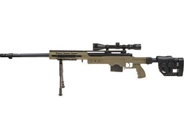 Odstřelovací puška M24 RAS - olivová, optika, dvojnožka, Well, MB4411D