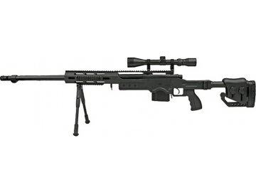 WELL Airsoft sniper MB4411D + puškohled a dvojnožka - černá 01