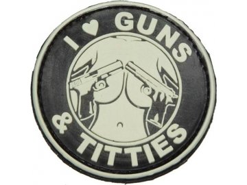 3D nášivka I love guns and titties, A.C.M.