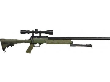 Odstřelovací puška APS SR-2 Sniper - olivová, optika, dvojnožka, Well, MB06D