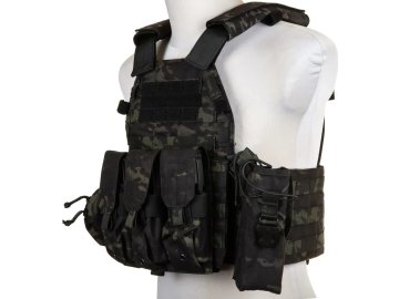 EME Maskáčová vesta s nosičem plátů a třemi sumkami LBT 6094A - Multicam Black 01