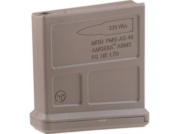Dlouhý zásobník pro ARES Amoeba Striker AS01/02/03 - pískový DE, tlačný, 45bb, Ares/Amoeba