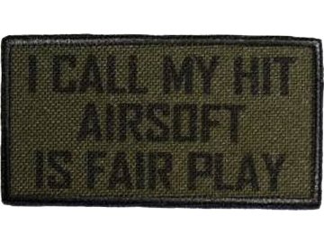 Textilní nášivka I call my hit airsoft is fair play - zelená, Army