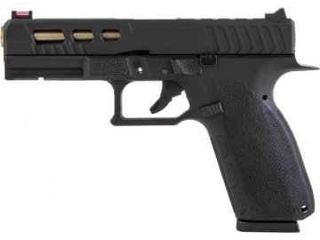 Airsoftová pistole KP-13C - černá, zlatá hlaveň, kovový závěr, GBB, KJ Works