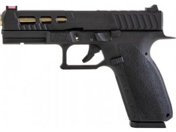 Airsoftová pistole KP-13C - černá, zlatá hlaveň, kovový závěr, GBB, CO2, KJ Works