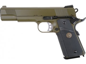 Airsoftová pistole M1911 MEU - olivová, celokov, GBB, WE