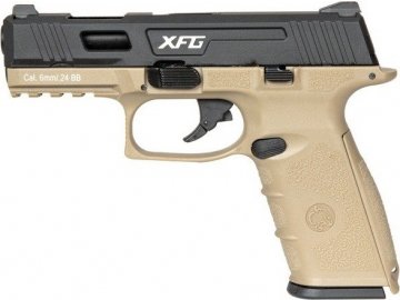 Airsoftová pistole BLE XFG - kovový závěr, Two Tone, GBB, ICS