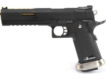 Airsoftová pistole Hi-Capa 6" IREX - černá, zlatá hlaveň, GBB, WE