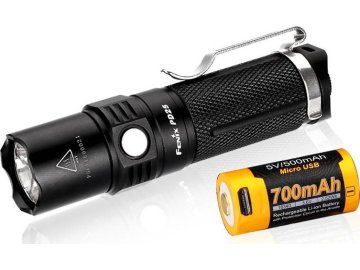 LED svítilna PD25 včetně USB aku 700mAh - černá, Fenix