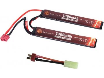 Li-Pol akumulátor Evolution Airsoft Ultra Power 7,4V 1300mAh 20/40C - 2 díly, Dean-T, redukce