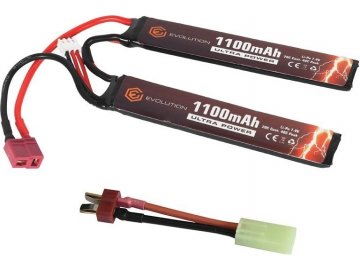 Li-Pol akumulátor Evolution Airsoft Ultra Power 7,4V 1100mAh 20/40C - 2 díly, Dean-T, redukce