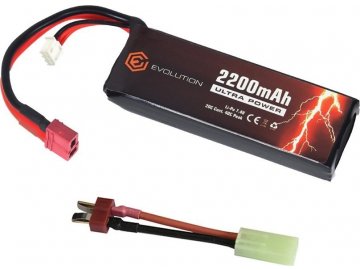 Li-Pol akumulátor Evolution Airsoft Ultra Power 7,4V 2200mAh 20/40C - Dean-T, redukce