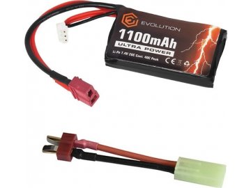 Li-Pol akumulátor Evolution Airsoft Ultra Power 7,4V 1100mAh 20/40C - Dean-T, redukce