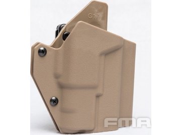 Opaskové plastové pouzdro pro Glock se svítilnou - krátké, pískové, FMA