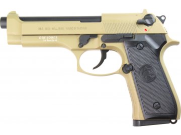 Airsoftová pistole BLE BM9 - písková TAN, celokov, GBB, ICS