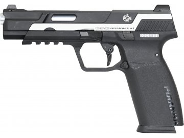 Airsoftová pistole GTP9 Piranha Mk I - S - černá/stříbrná, kovový závěr, GBB, G&G