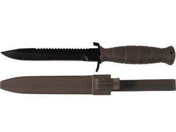 Rakouský bojový nůž s pilkou - černěná čepel, MFH