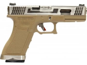 Airsoftová pistole R18C (G002WET-8) Gen4 T8 - pískový, stříbrná hlaveň, GBB, WE
