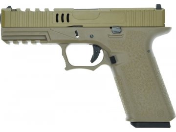Airsoftová pistole G-Force 17 VX7 mod2 Precut - písková TAN, GBB, Armorer Works Custom