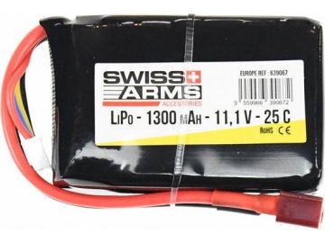 Akumulátor Swiss Arms Li-Pol 11,1V 1300mAh 25C - T-Dean