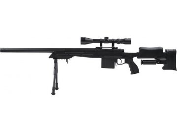 Airsoft sniper MB4413D - černá, optika, dvojnožka, Well