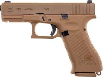 Airsoftová pistole Glock 19X - Coyote Brown, kovový závěr, GBB, Umarex