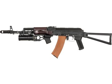 Double Bell / DBoys Airsoftová zbraň AK74 s granátometem - ocelová, pravé dřevo, DBoys/Double Bell 01