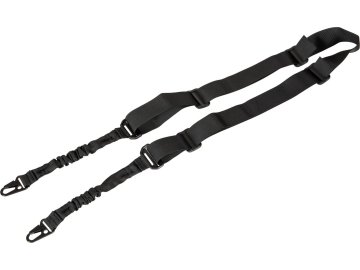 AMX Dvoubodový bungee popruh s HK klipem - černý, Amomax 01