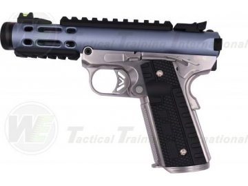 Airsoftová pistole Galaxy 1911 - stříbrná/modrá, celokov, GBB, WE
