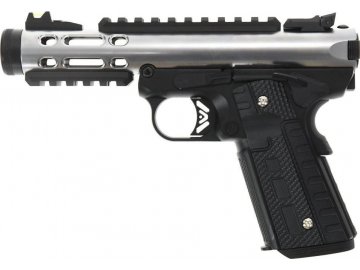 Airsoftová pistole Galaxy 1911 - černá/stříbrná, celokov, GBB, WE