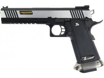 Airsoftová pistole Hi-Capa 6" IREX - stříbrný závěr, zlatá hlaveň, GBB, WE