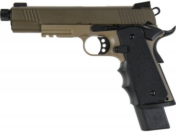Airsoftová pistole M1911 SandStorm - písková (FDE), celokov, GBB, ARMY Armament, R32