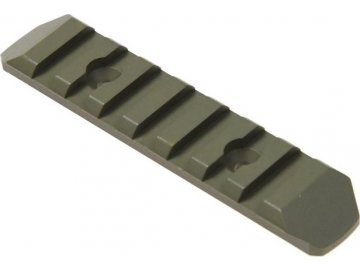CNC kovová lišta na KeyMod 7 pozic - písková TAN, 95mm, JJ Airsoft