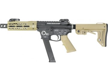 Airsoftová zbraň TWS 9mm SBR - písková DE, celokov, GBB, King Arms