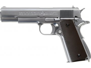 Airsoftová pistole Colt 1911 - stříbrná, kov, GBB, CO2, CyberGun