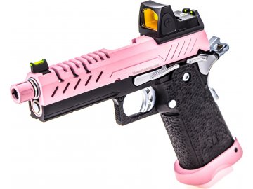 Airsoftová pistole Hi-Capa 4.3 s kolimátorem - růžová, GBB, VORSK