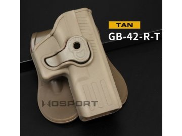 Opaskové pistolové pouzdro/holster pro Glock - pískové pro praváky, Wosport